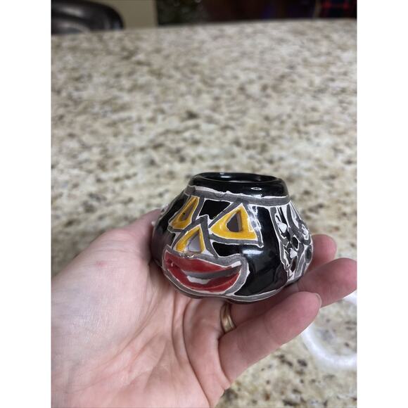 Terra Cotta Hand-Painted Mini Jack O Lantern Pumpkin Figurine - Picture 5 of 11